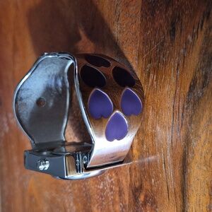 Geneva Silver & Purple Hearts Bracelet Watch